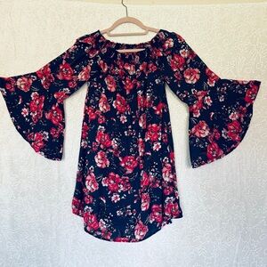 Altar'd State Floral Kids Dress - Red and Black